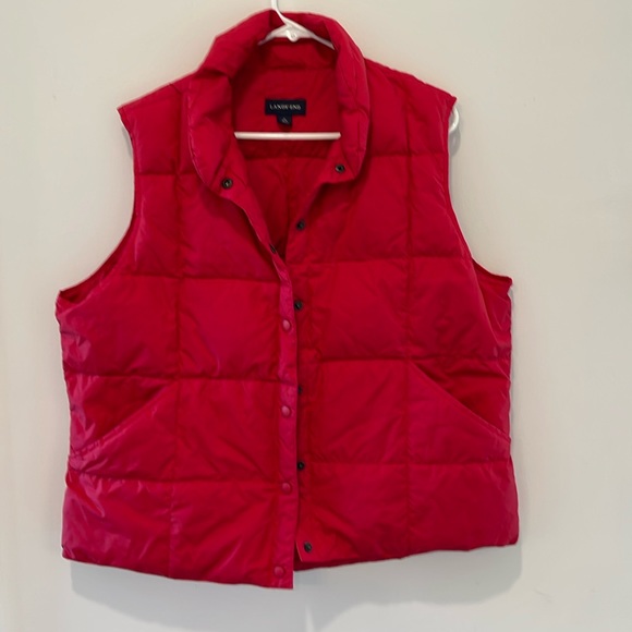 Lands End Red Snap Front Puffer Vest - Picture 1 of 5